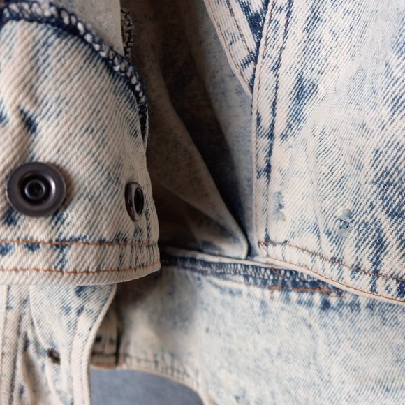 Vintage Fringe Denim Jacket Acid Wash Size L - Picture 9 of 16